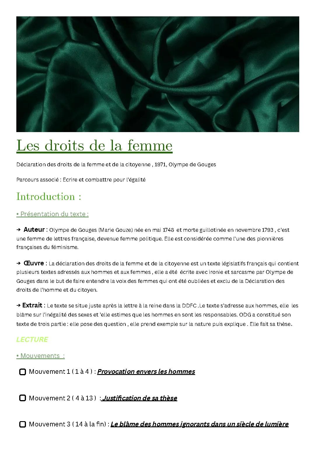 Découvre Olympe de Gouges et la Déclaration des droits de la femme