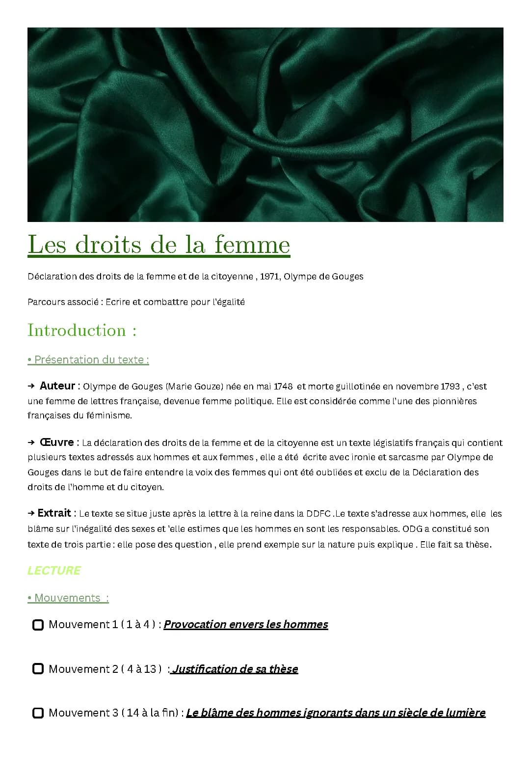 Découvre Olympe de Gouges et la Déclaration des droits de la femme