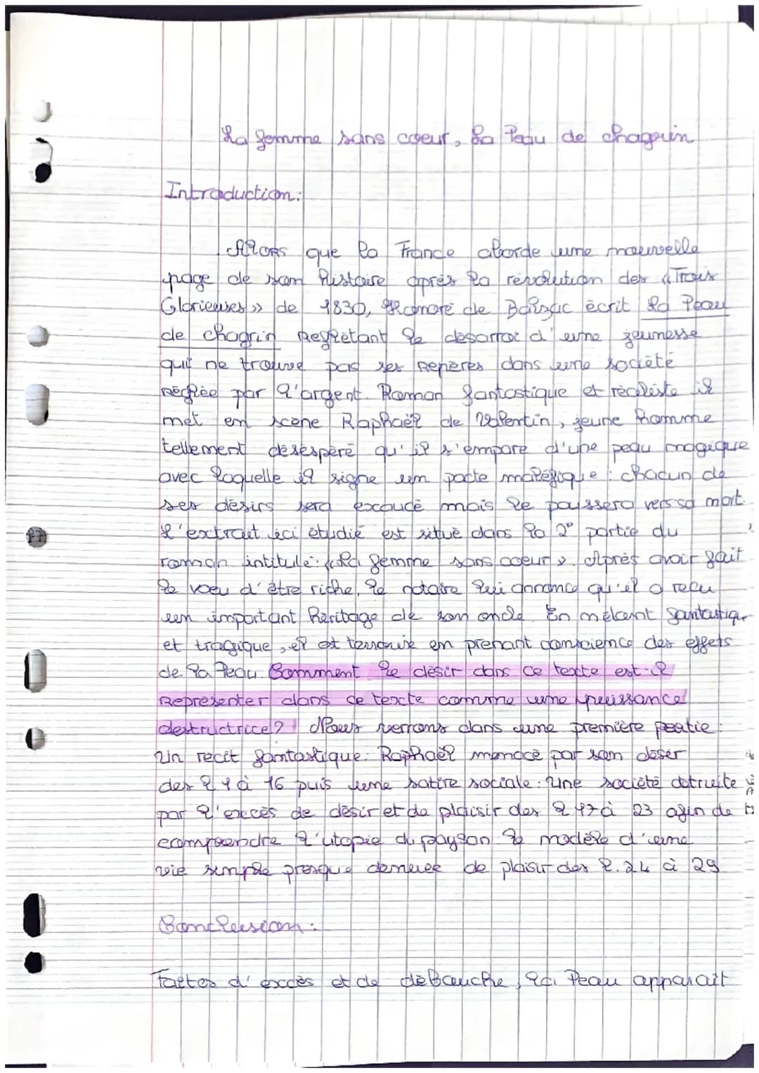 Analyse Simple et Linéaire de La Peau de Chagrin