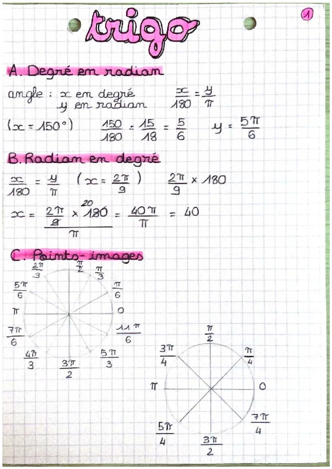 Convertir Degrés en Radians et Grades avec le Tableau Trigo