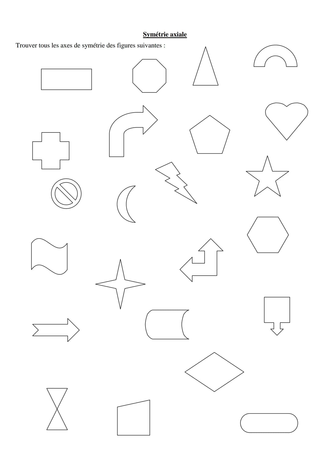 Symétrie axiale
Exercice n°1 : Compléter les figures ci-dessous pour qu'elles soient symétriques par rapport à la droite (d):
5
(d)
(d)
(d)
