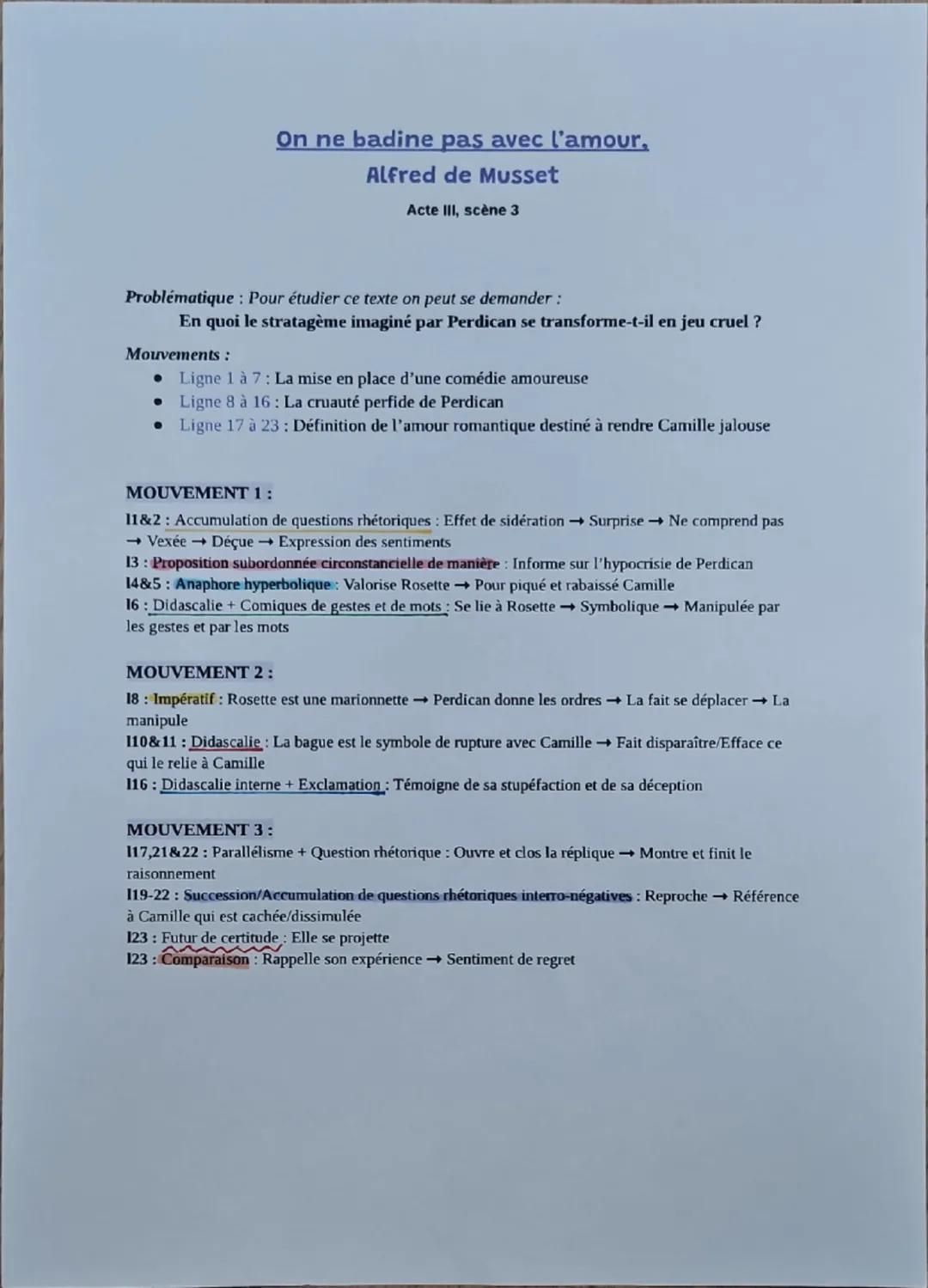 On ne badine pas avec l'amour,
Alfred de Musset,
1834
Acte III, scène 3
1
CAMILLE, cachée, à part. Que veut dire cela ? II la fait asseoir p
