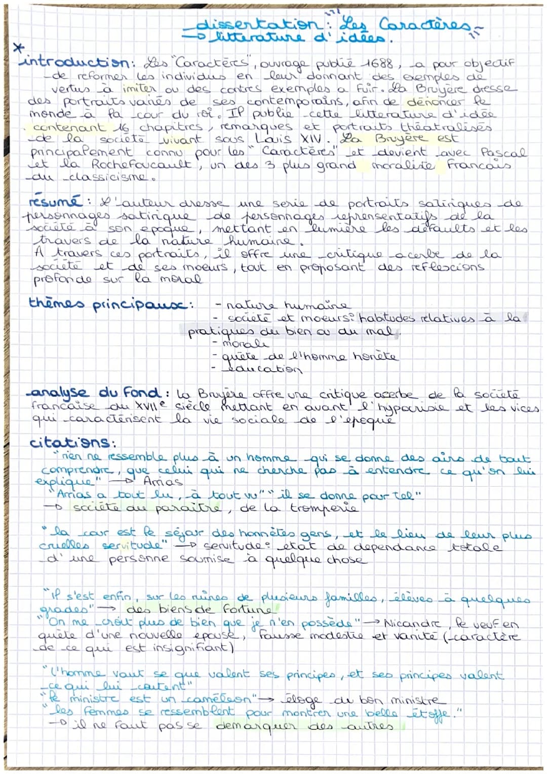 dissertation: les caractères de La Bruyère 