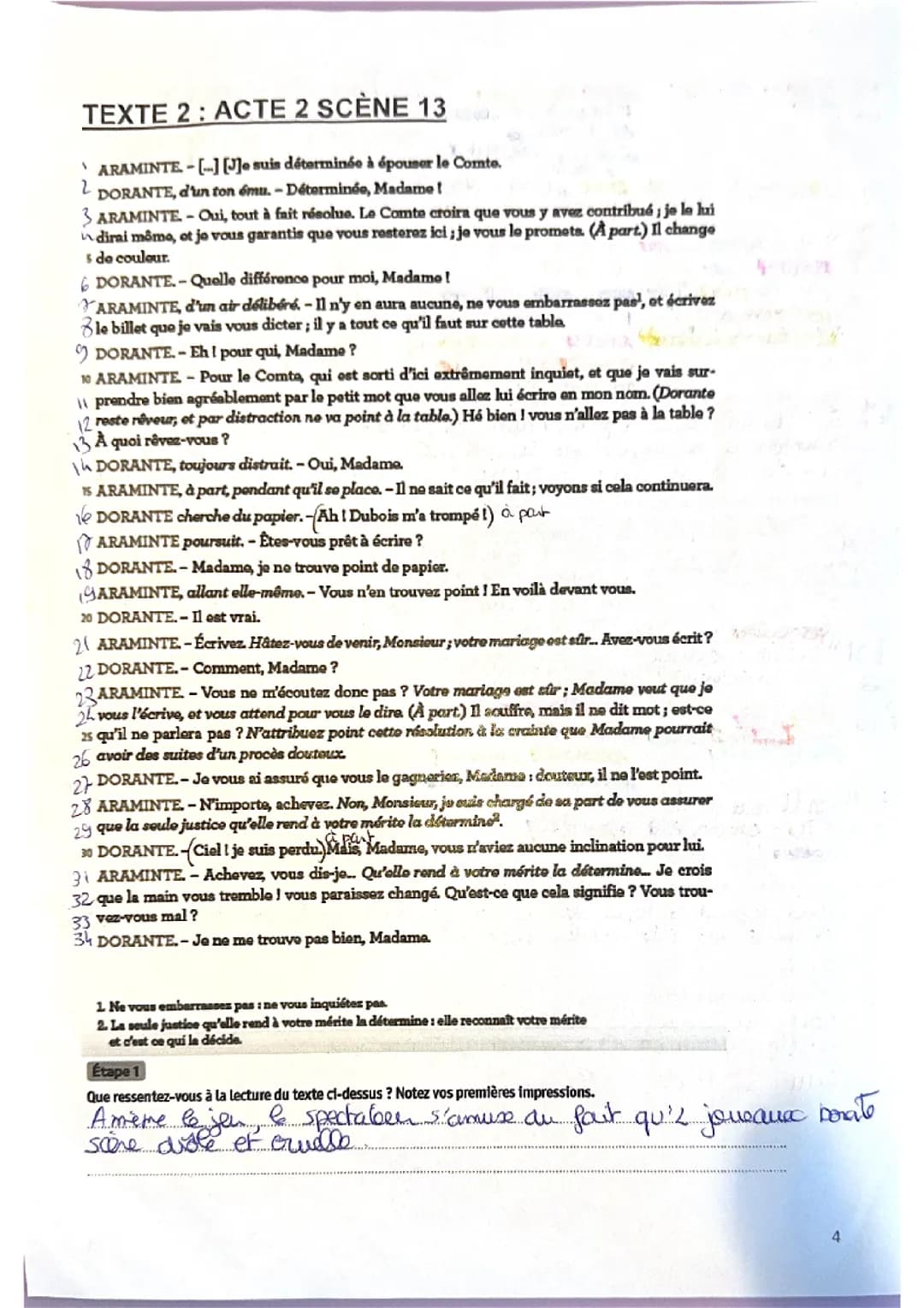  Analyse linéaire les fausses confidences, acte 2 scène 13 