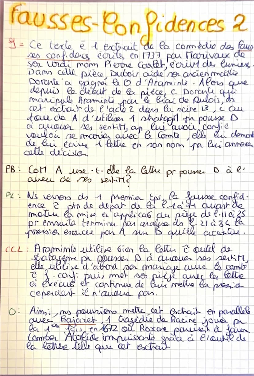 TEXTE 2: ACTE 2 SCÈNE 13
ARAMINTE - [-][J]e suis déterminée à épouser le Comte.
DORANTE, d'un ton ému. - Déterminée, Madame!
3 ARAMINTE-Oui,
