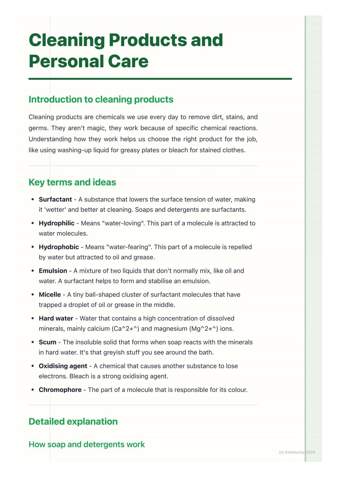 # Cleaning Products and
# Personal Care

Introduction to cleaning products

Cleaning products are chemicals we use every day to remove dirt,