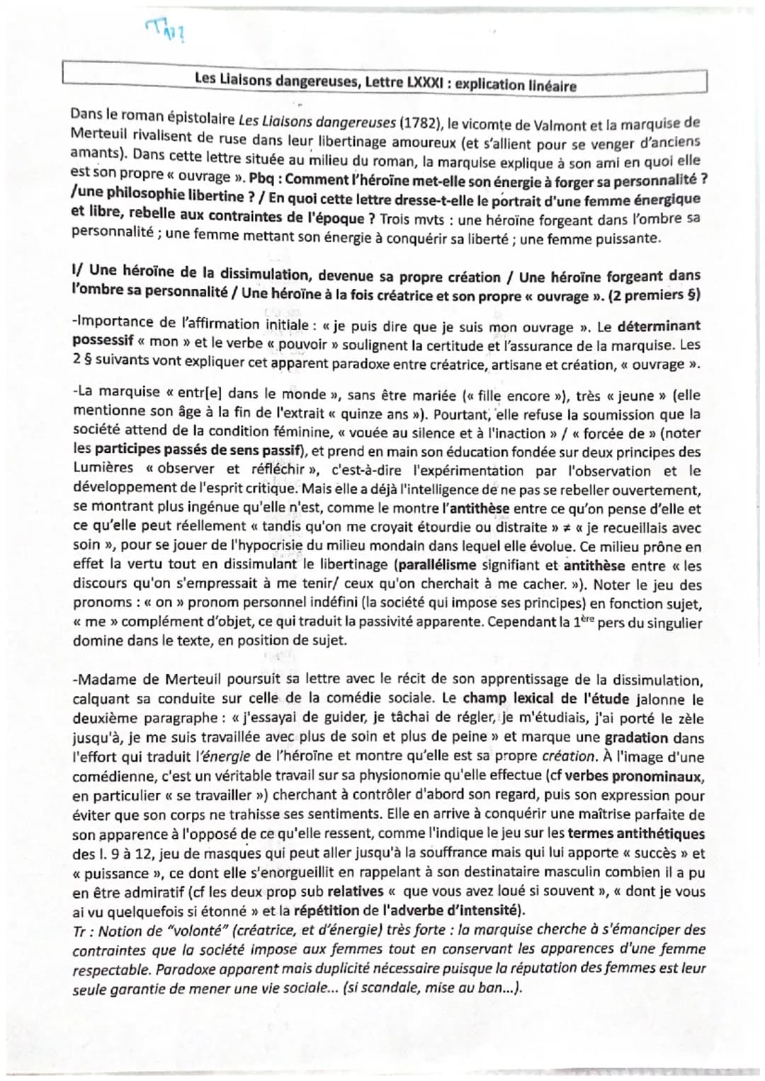 TAO?
Les Liaisons dangereuses, Lettre LXXXI: explication linéaire
Dans le roman épistolaire Les Liaisons dangereuses (1782), le vicomte de V
