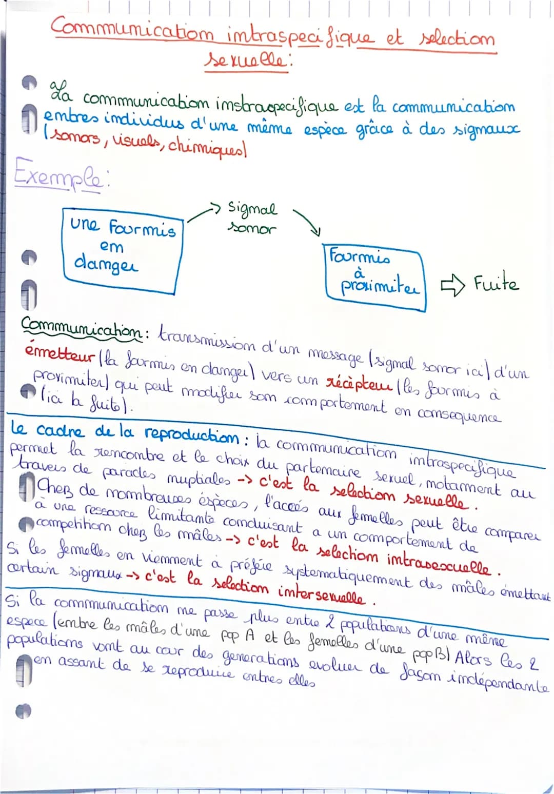 
<p>La communication intraspécifique est la communication entre individus d'une même espèce grâce à des signaux (acoustiques, visuels, chimi