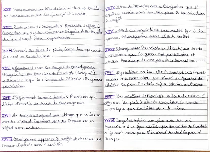 B
Gargantua
résumé par chapitres
I Genéalogie de Gargantua + lien avec Panta-
l'histoire dans un cadre précis
gruel
=> ancre
I vers incompré