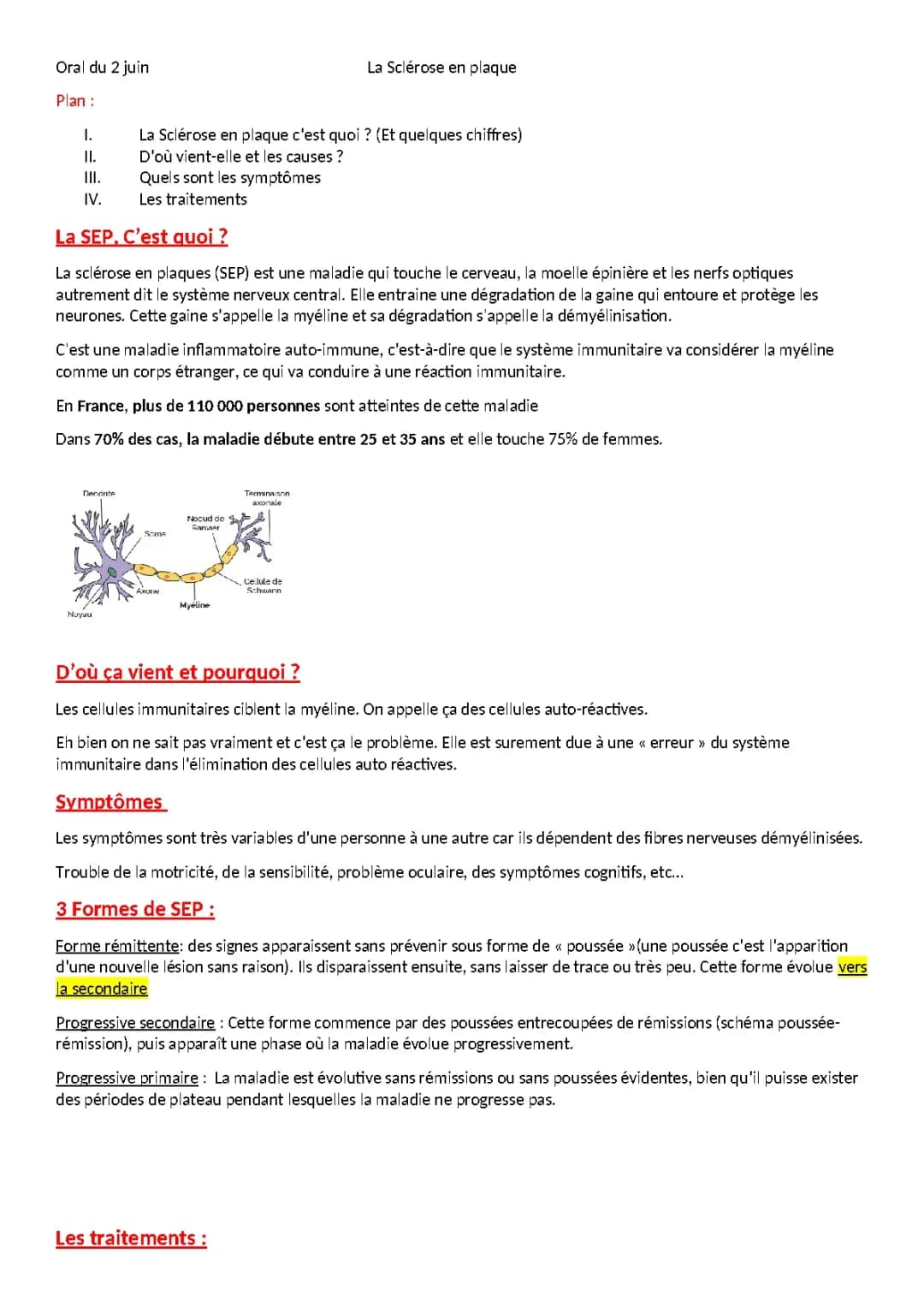 La sclérose en plaque
