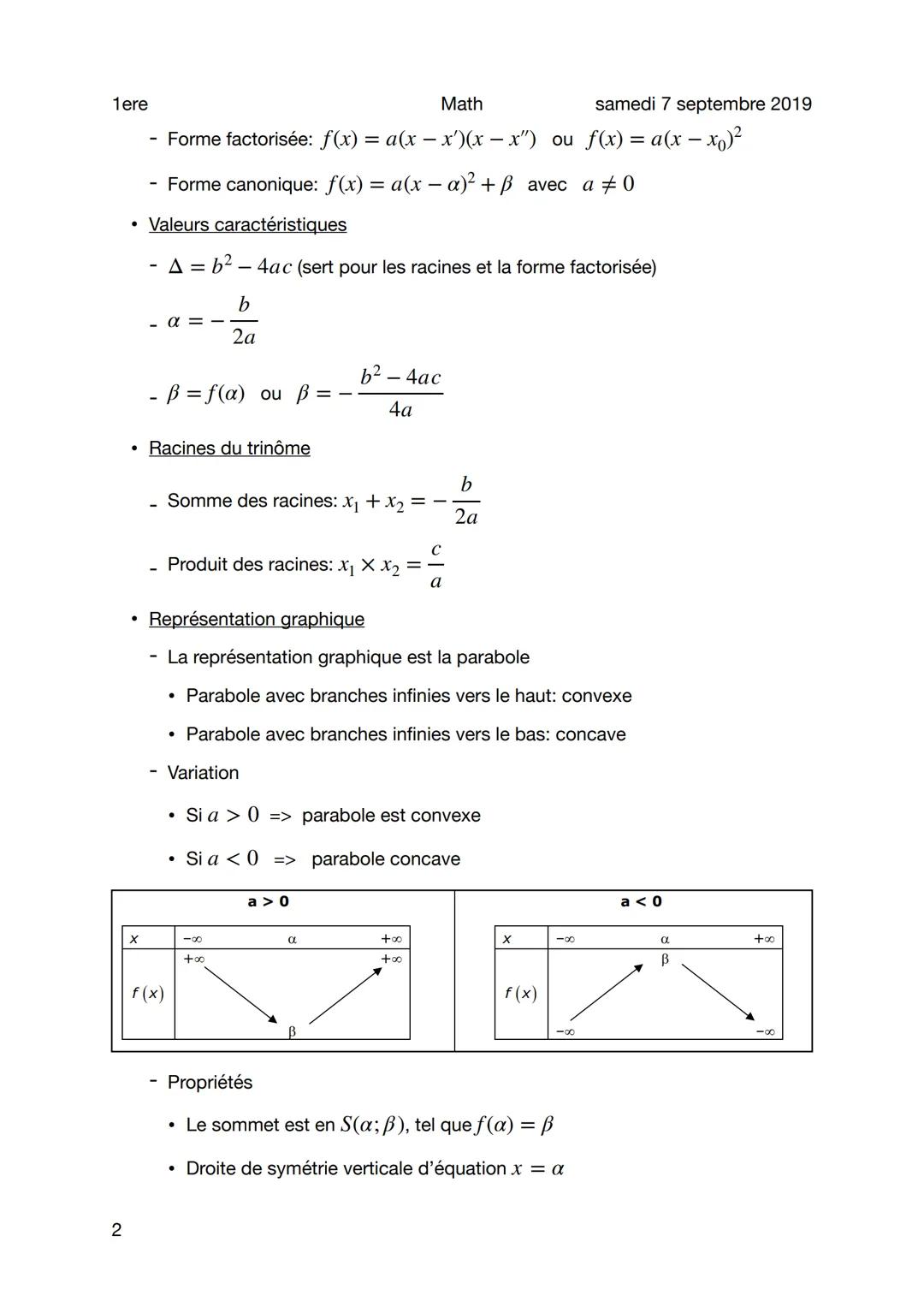 1ere
Polynômes
Sujet
Polynômes
1
●
●
•
Expression générale
P(x) = anx" + an-1x
+ An
polynôme de degrés n avec:
• NEN
• a; ER
• an #0 -> Sino
