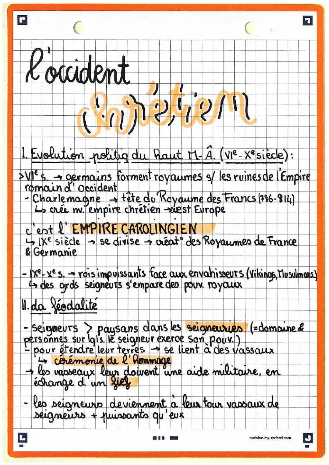 L’occident chrétien au moyen âge 