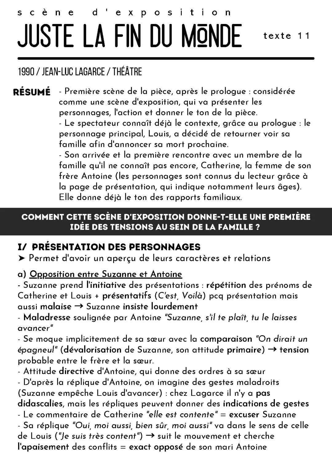 Analyse linéaire Juste la fin du monde - Partie 1 Scène 1