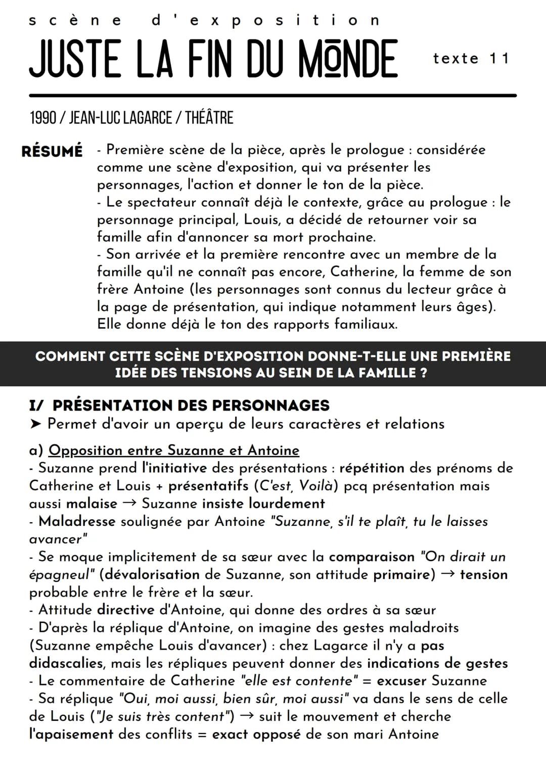 scène d'exposition
JUSTE LA FIN DU MONDE
1990/JEAN-LUC LAGARCE/ THÉÂTRE
RÉSUMÉ
.
Première scène de la pièce, après le prologue: considérée
c
