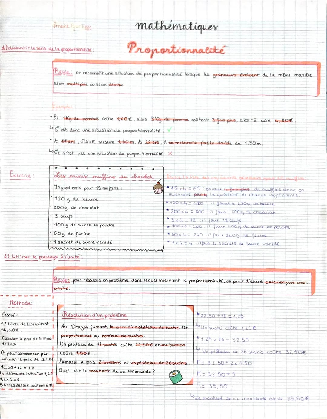 1) découvrir le sens de la proportionalite:
Exercice:
Méthode:
Smack &
•Si 1 Kg de pommes coûte 1,60 €, alors 3 Kg de pommes coûtent 3 fois 