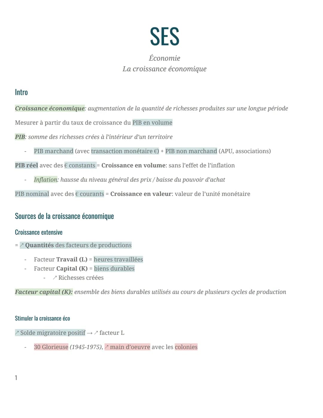 la croissance économique 