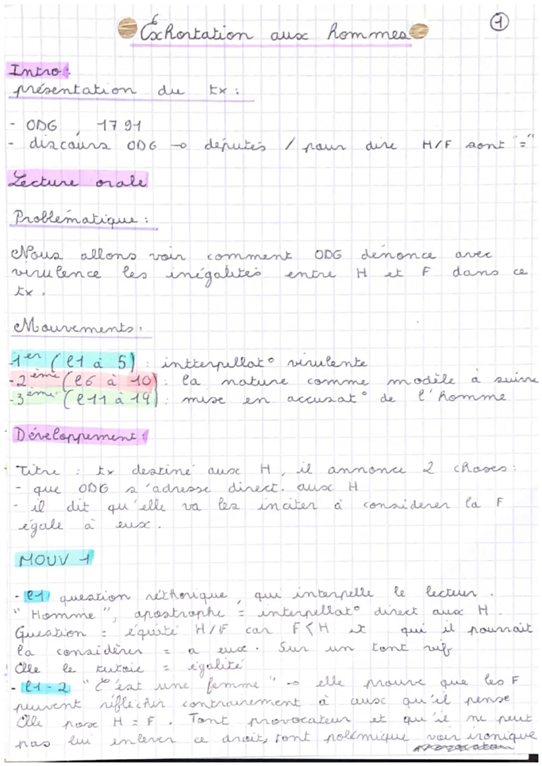 Intro
présentation
ODG
1791
discours ODG
Lecture orale.
Problematique :
Nous
virulence
Xx
*
:
Exhortation
MOUV 4
allons voir
la
! Elle
"Homm
