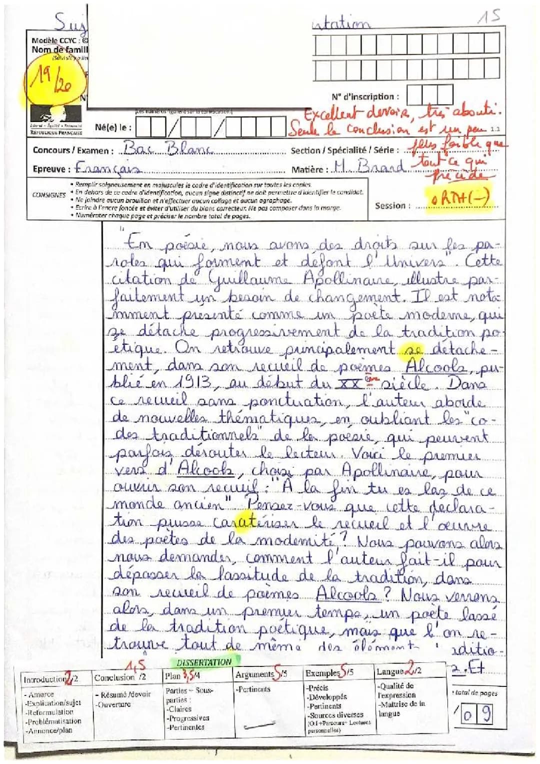 Exemples de dissertations : Gargantua, Victor Hugo et Apollinaire