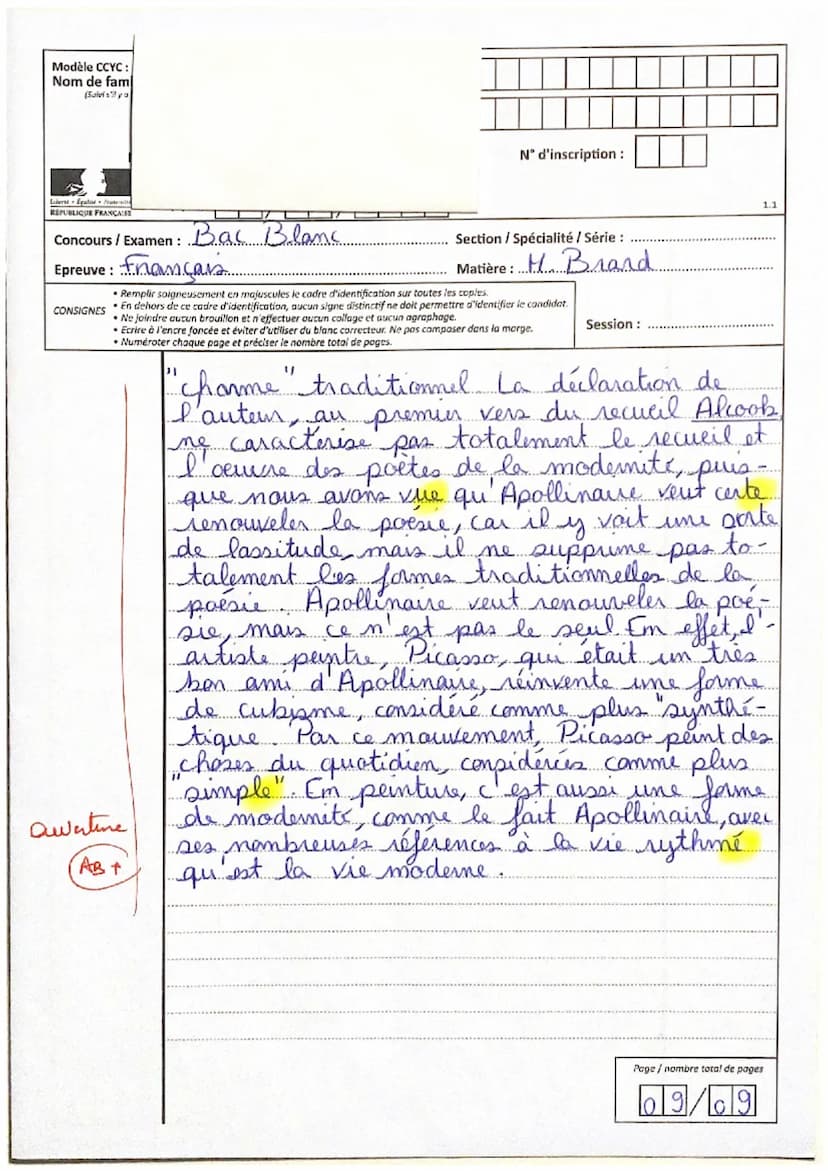 Sui
Modèle CCYC:
Nom de famill
Sutas lie
19/20
Libered Excited
REPUBLIQUE FRANÇAISE
Concours / Examen: Bas Blanc...
Né(e) le :
CONSIGNES
Les