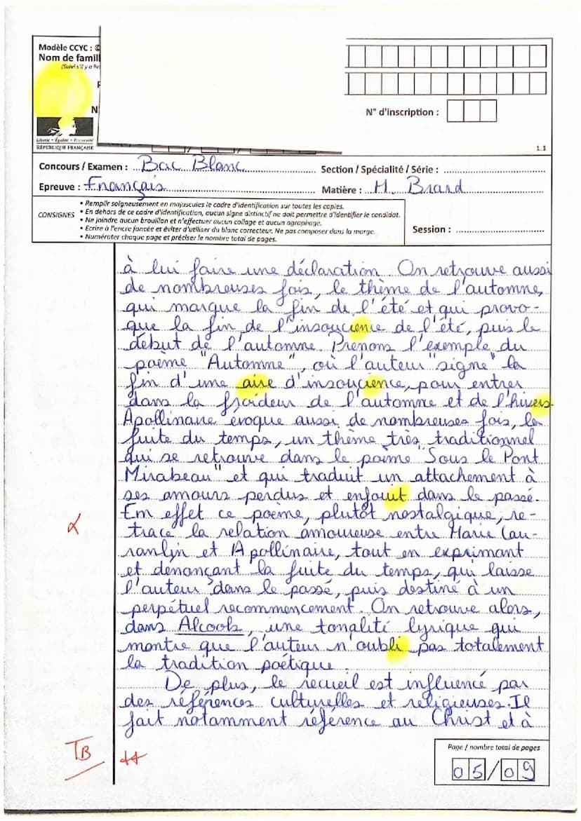 Sui
Modèle CCYC:
Nom de famill
Sutas lie
19/20
Libered Excited
REPUBLIQUE FRANÇAISE
Concours / Examen: Bas Blanc...
Né(e) le :
CONSIGNES
Les