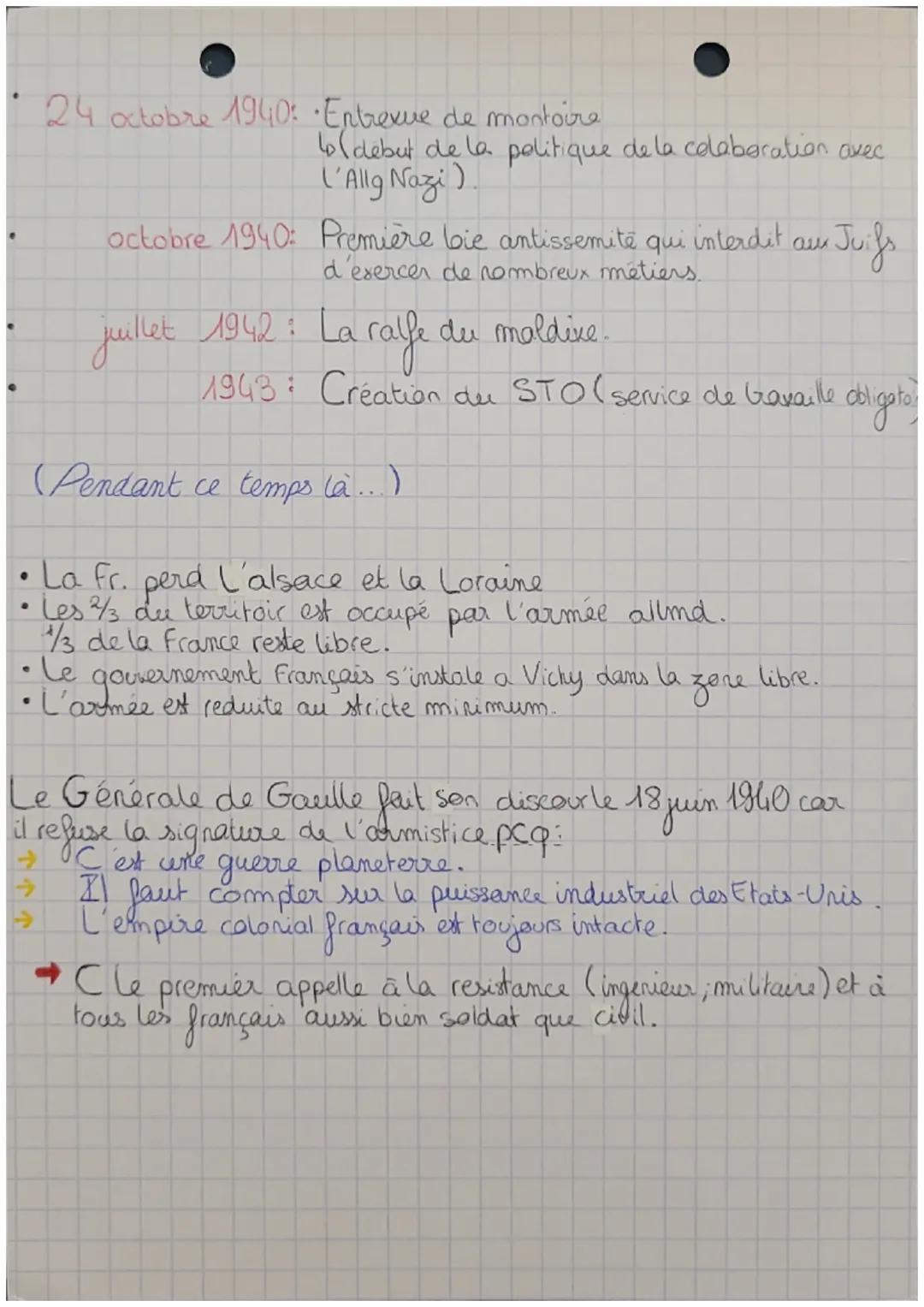 # 1

Ch 4: La Fr defaite et occupée. Hüst
Le Régime de Vichy, collaboration
et resistance

Definitions:

- Dictature: Regime politique dans 