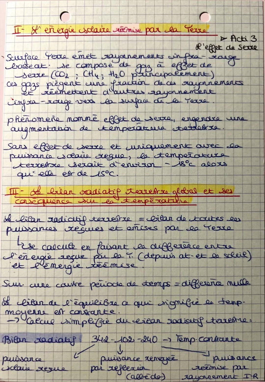 Theme : Le soleil
Chapitre 1: de bilan
radiatif terrestre

Terre = essentiel energie →le soleil (etcile)

Cette energie conditcoine la tempé