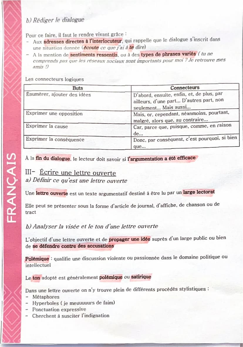 FRANÇAIS
L'argumentation, la satire
I- Reconnaître et construire une argumentation
a) Reconnaître un texte argumentatif
Texte argumentatif :