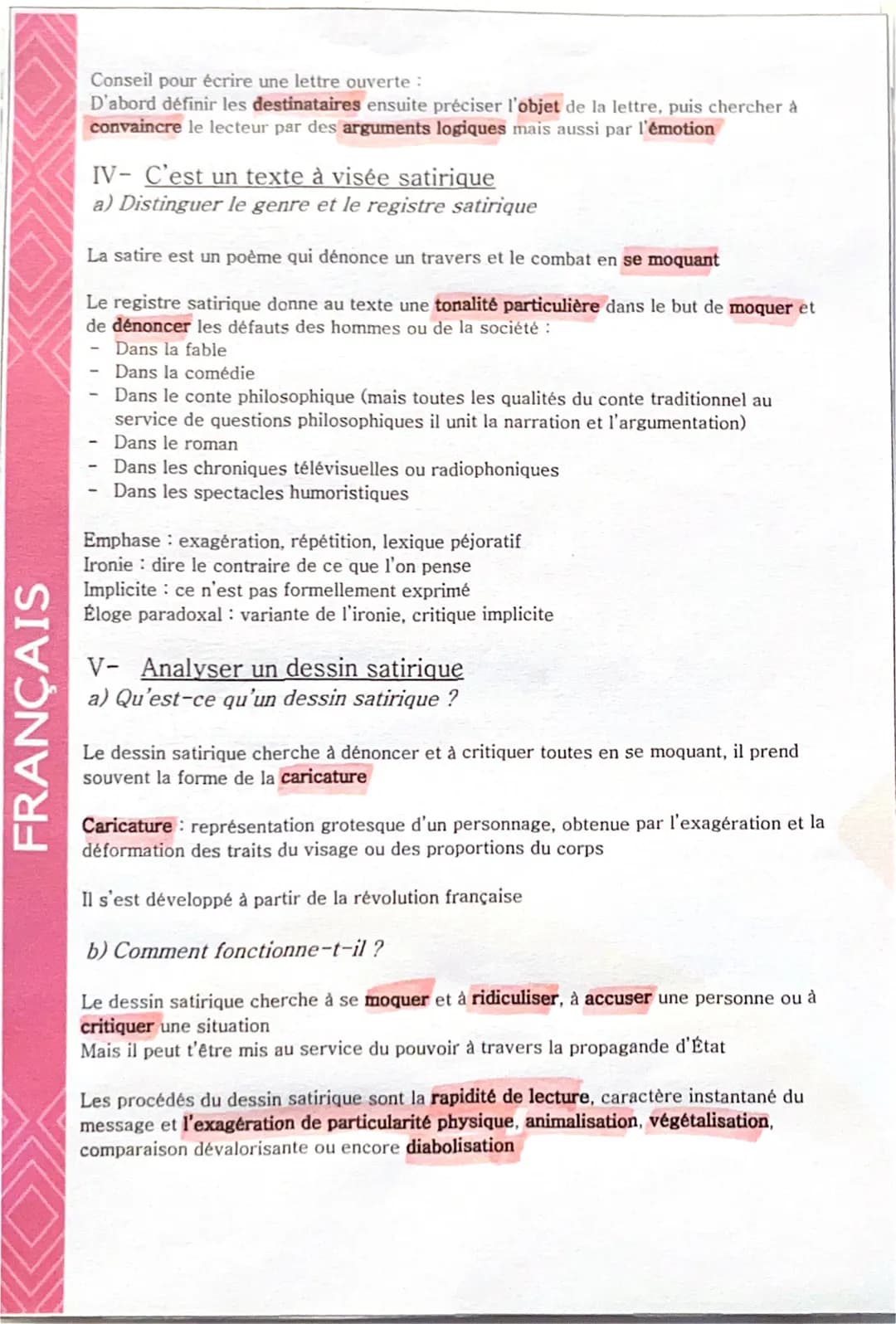 FRANÇAIS
L'argumentation, la satire
I- Reconnaître et construire une argumentation
a) Reconnaître un texte argumentatif
Texte argumentatif :