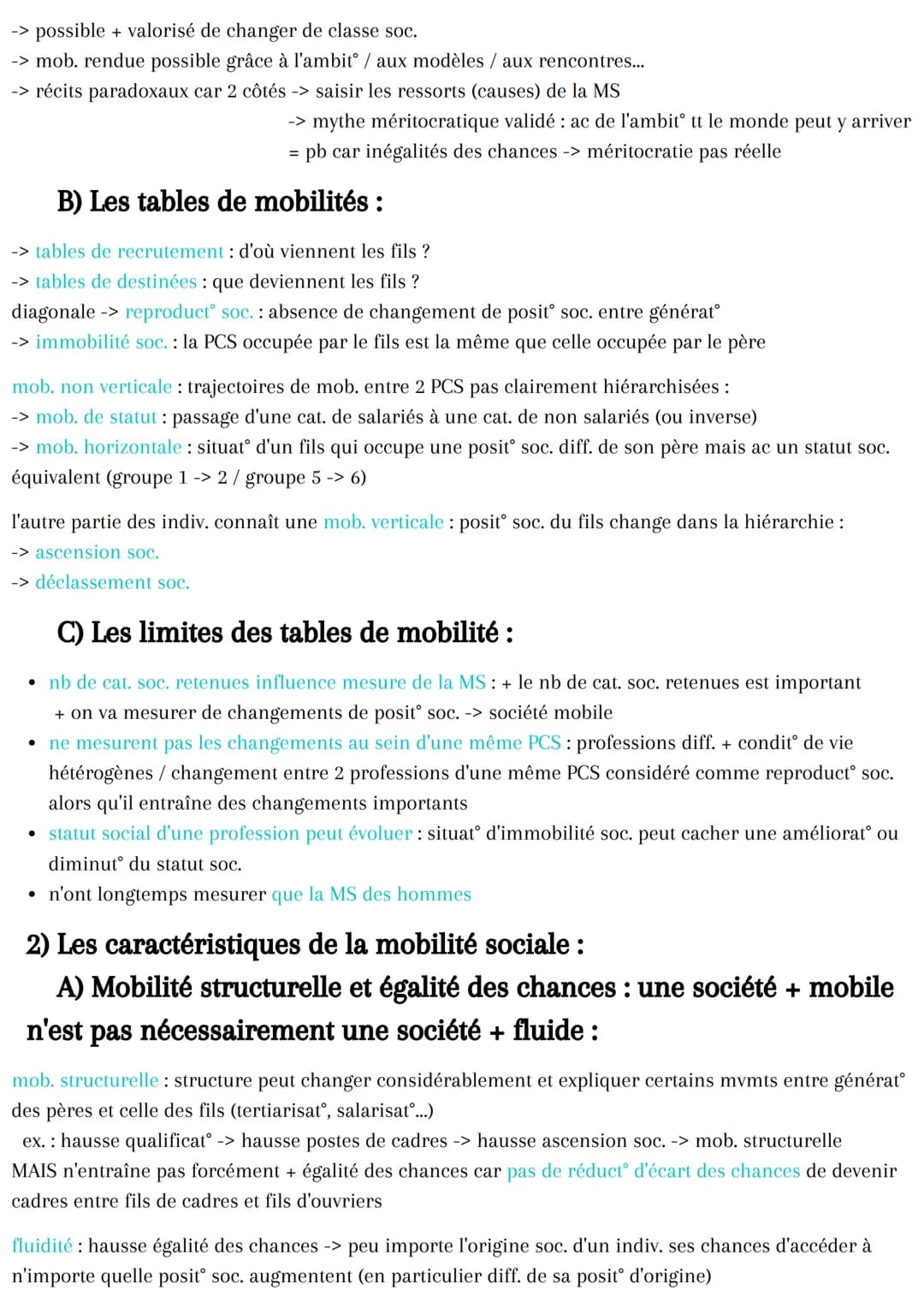 Quels sont les caractéristiques contemporaines
et les facteurs de la mobilité sociale ?
Intro : Les enjeux de la MS pour une société démocra