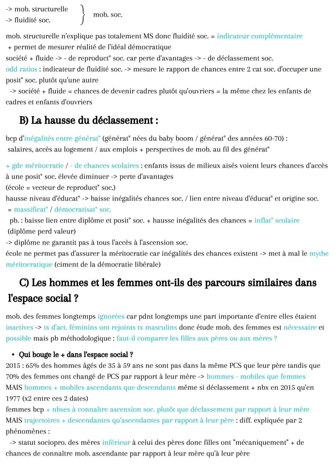 Quels sont les caractéristiques contemporaines
et les facteurs de la mobilité sociale ?
Intro : Les enjeux de la MS pour une société démocra