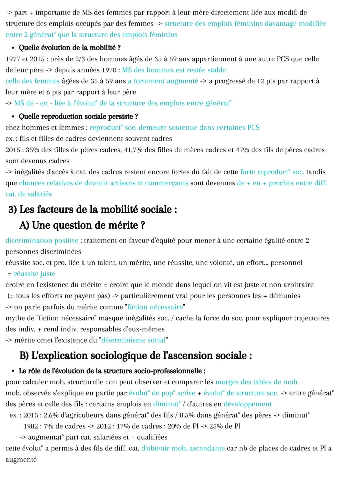 Quels sont les caractéristiques contemporaines
et les facteurs de la mobilité sociale ?
Intro : Les enjeux de la MS pour une société démocra