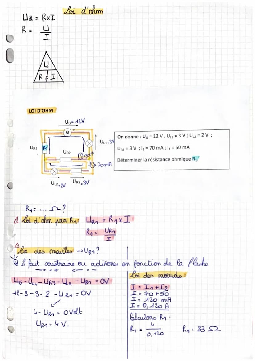 l'intensité:
se note I i
se calcule en of amphace (A)
se branche em série
Tension
se mote U, u
se calcule em
woll (v)
se branche en derivati