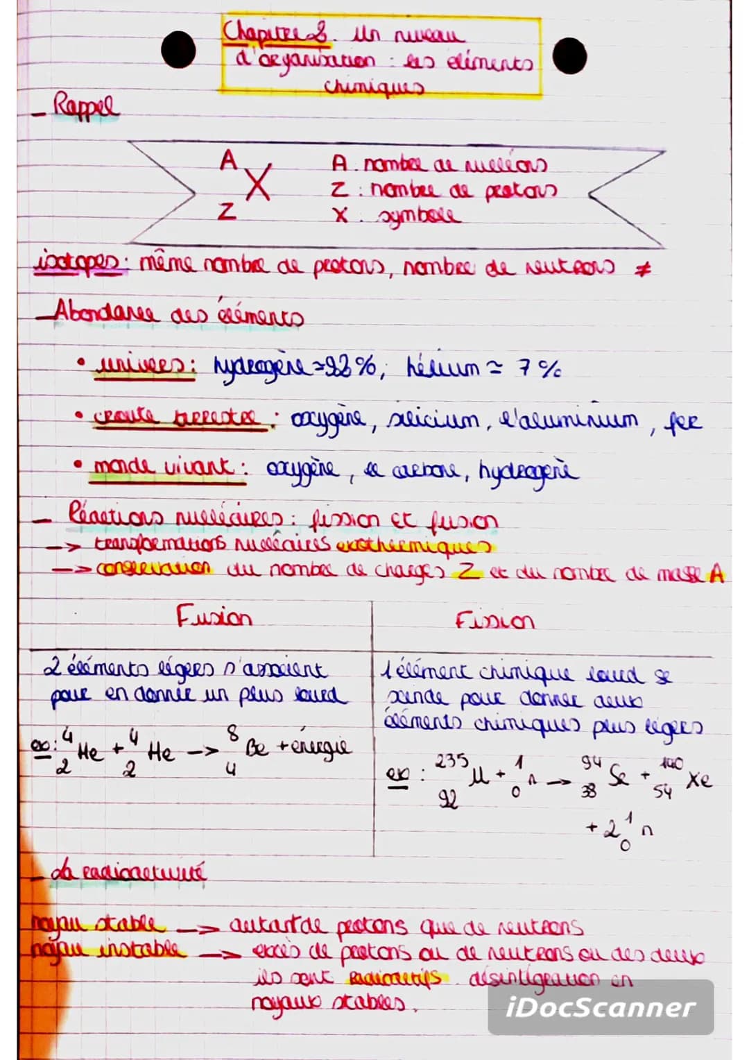 Rappel
A nombre de millions
Z: nombre de protons
X. symbole
isotopes: même nombre de protons, nombre de renteor #
Abondance des éléments
• u