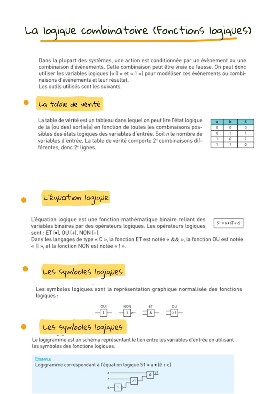 La logique combinatoire 