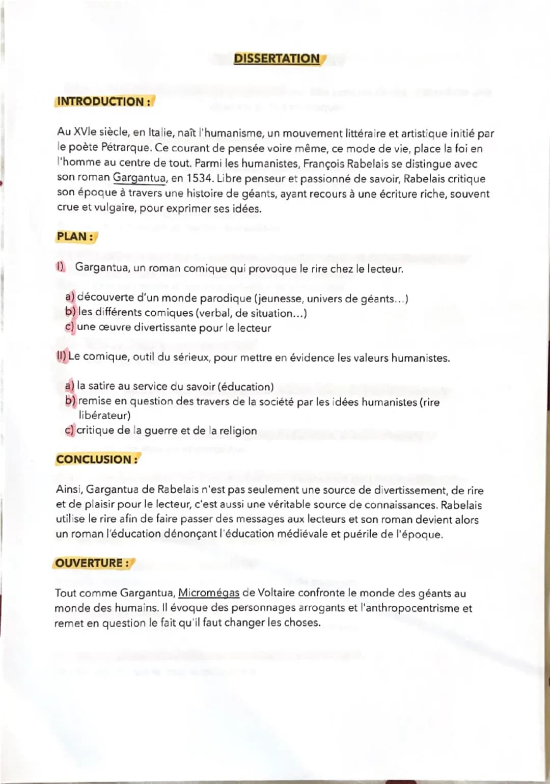 DISSERTATION
INTRODUCTION:
Au XVIe siècle, en Italie, naît l'humanisme, un mouvement littéraire et artistique initié par
le poète Pétrarque.
