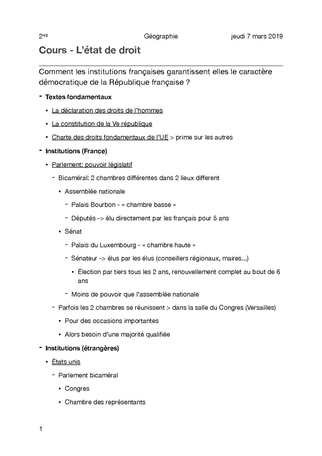 Cours - L'etat de droit