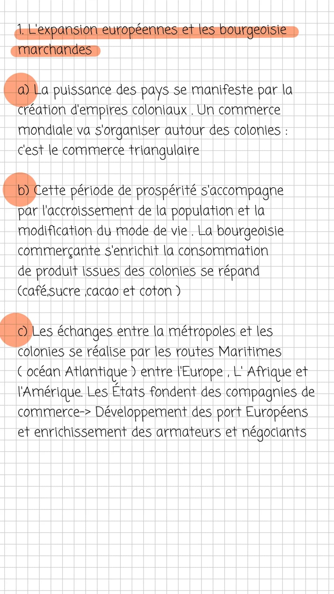 1. L'expansion européennes et les bourgeoisie
marchandes
a) La puissance des pays se manifeste par la
création d'empires coloniaux. Un comme