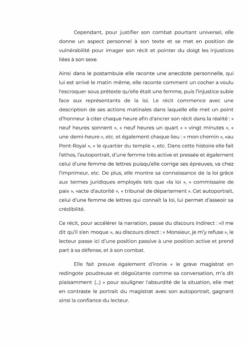 Sujet D'après vous, la Déclaration des Droits de la Femme et de la
Citoyenne d'Olympe de Gouges témoigne-t-elle d'une écriture de combat?
Lo