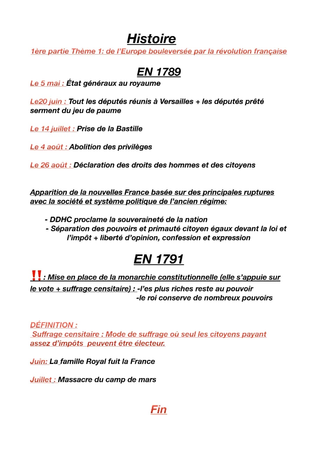 L'Europe bouleversée par la Révolution française : Causes, Dates, et Résumés PDF