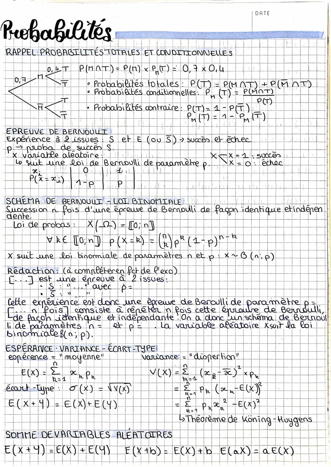 Probabilités, loi binomiale et variables aléatoires (Maths) - Knowunity