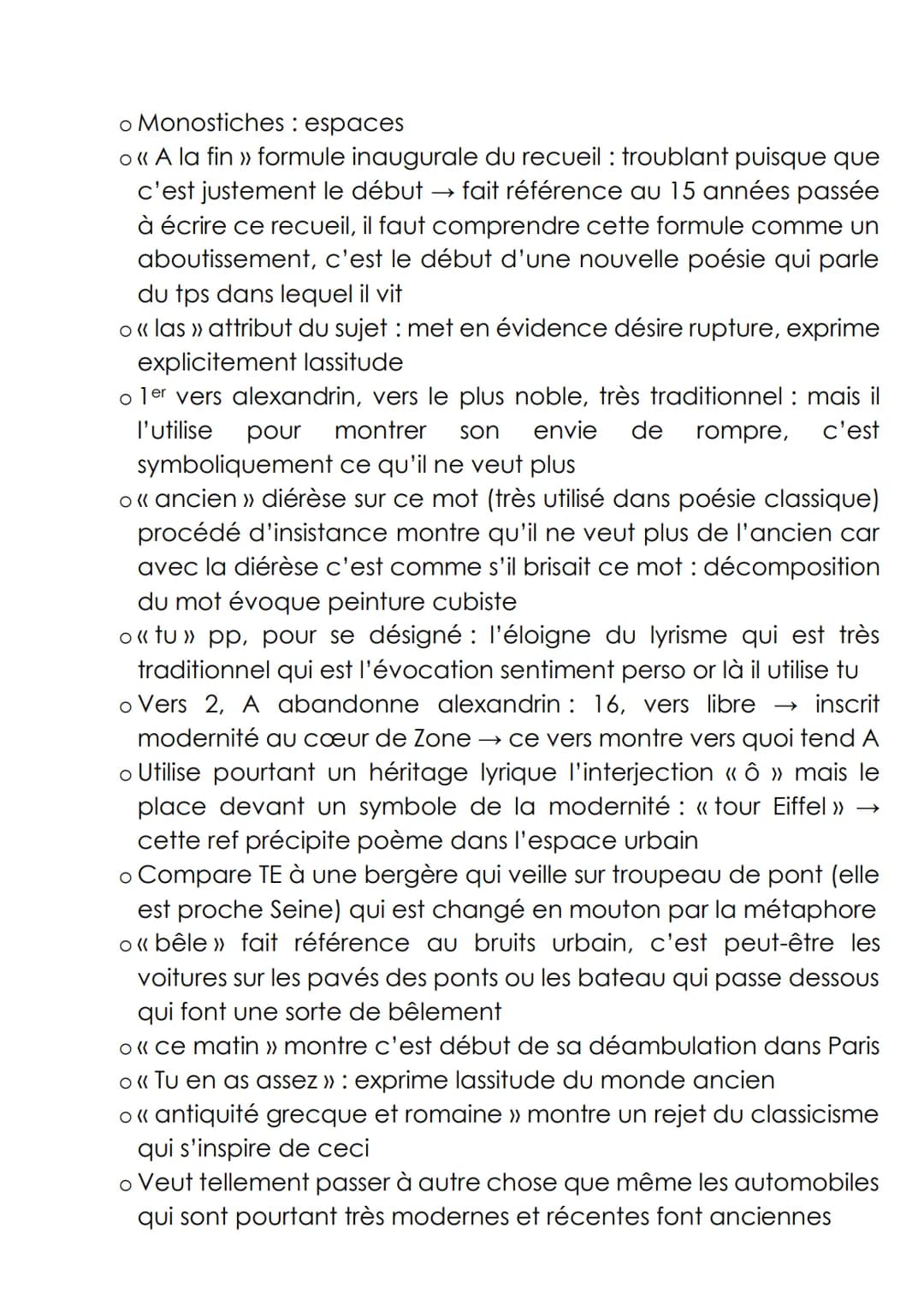 Lecture linéaire n°8: « Zone », Apollinaire, Alcools, 1913.
Poème liminaire du recueil publié en décembre 1912 dans la revue Les Soirées de 