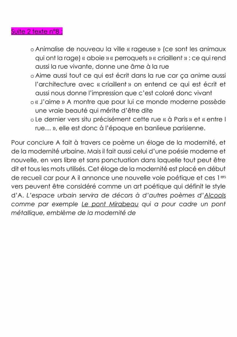 Lecture linéaire n°8: « Zone », Apollinaire, Alcools, 1913.
Poème liminaire du recueil publié en décembre 1912 dans la revue Les Soirées de 