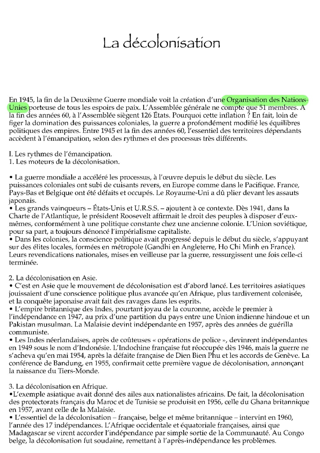 La décolonisation cours intégral 