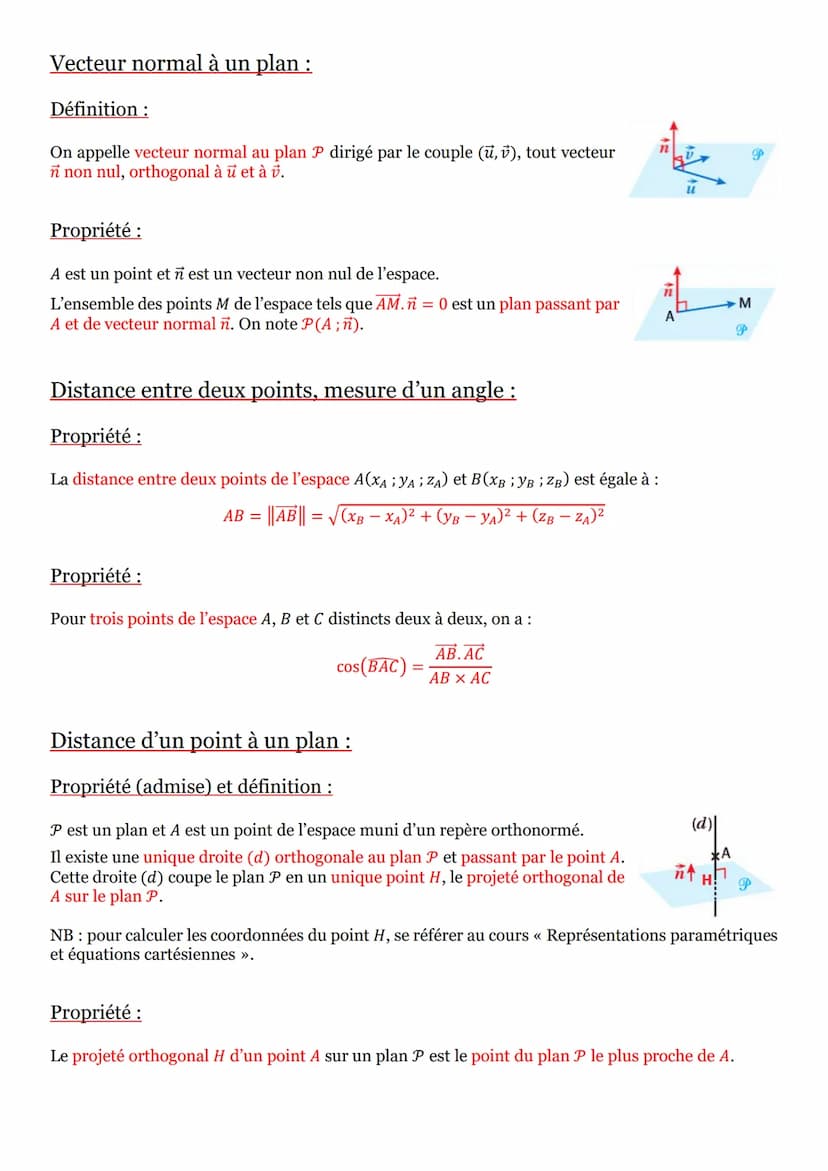 Orthogonalité et distances dans l'espace :
Produits scalaires dans l'espace :
Définition:
Le produit scalaire de deux vecteurs u et dans l'e