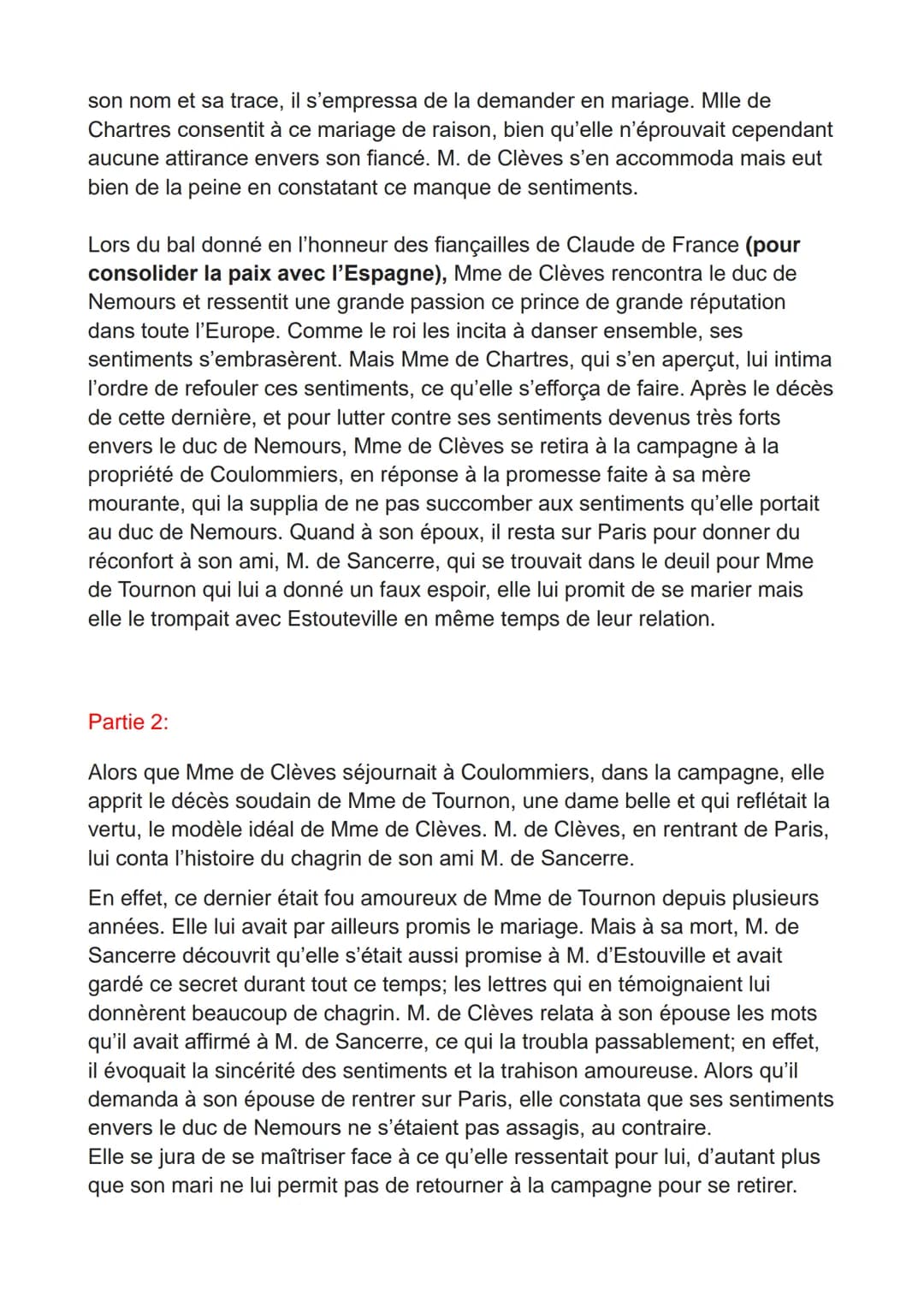 La princesse de Clèves
Mme de Lafayette (1678)
La Princesse de Montpensier comme La Princesse de Clèves dépeignent un amour
impossible et dé