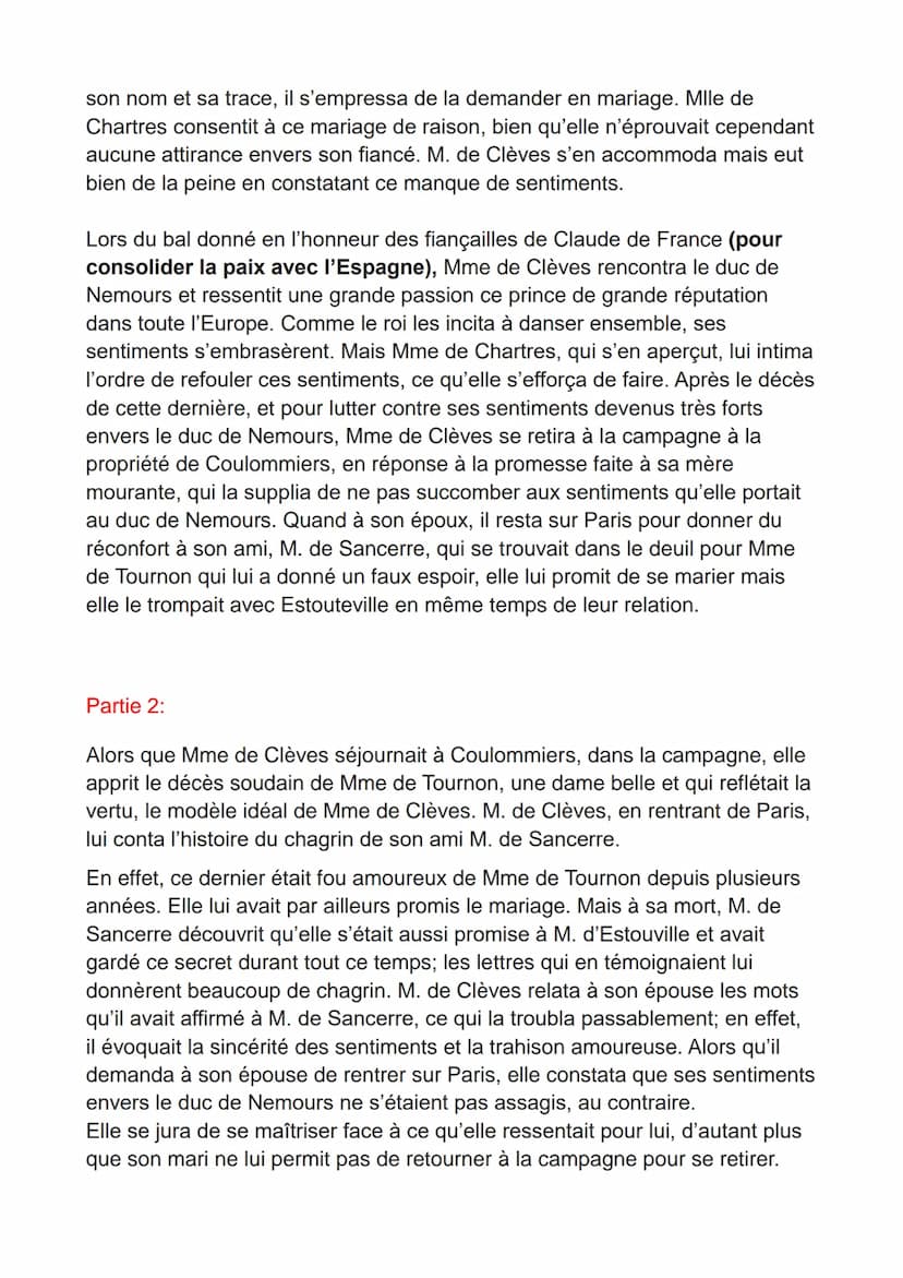 La princesse de Clèves
Mme de Lafayette (1678)
La Princesse de Montpensier comme La Princesse de Clèves dépeignent un amour
impossible et dé
