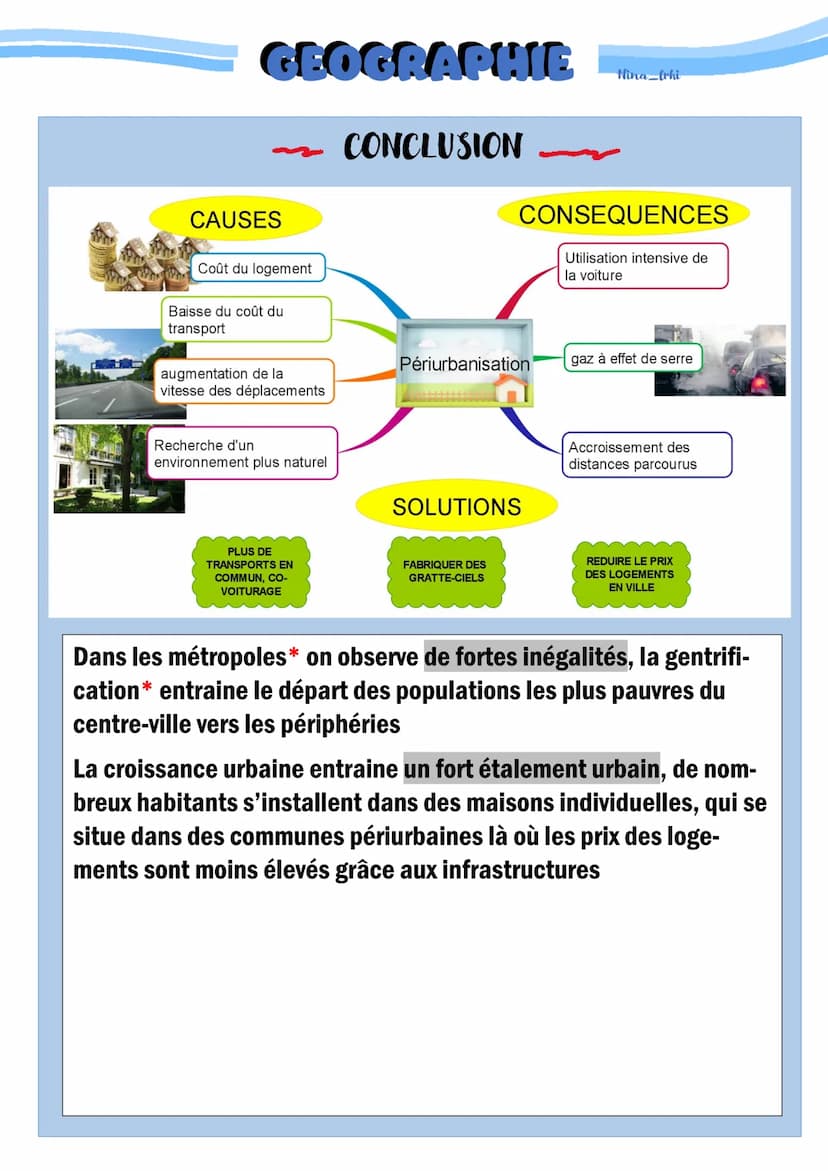 GEOGRAPHIE
Nina trhi
DEFINITIONS
→ Aire urbaine: espace constitué du pôle urbain (ville-
centre et ses banlieues) et de la couronne périurba