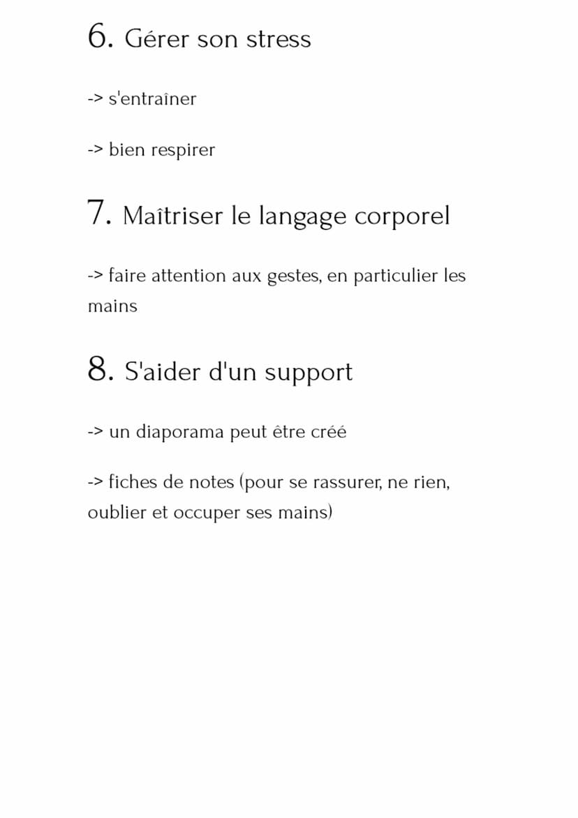 Conseils pour réussir son brevet
1. Organiser son oral
Par exemple:
1. présenter son projet et expliquer son choix
2. décrire ses recherches
