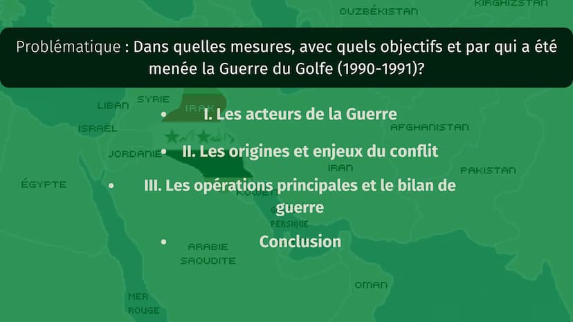 MER
MÉDITERRANÉE
TURQUIE
LIBAN
ISRAËL
SYRIE
IRAK
1990 - 1991
MER
ROUGE
AZERBAIDJAN
LA GUERRE DU GOLFE
ÉGYPTE
ARABIE
SAOUDITE
MER
CASPIENNE
K