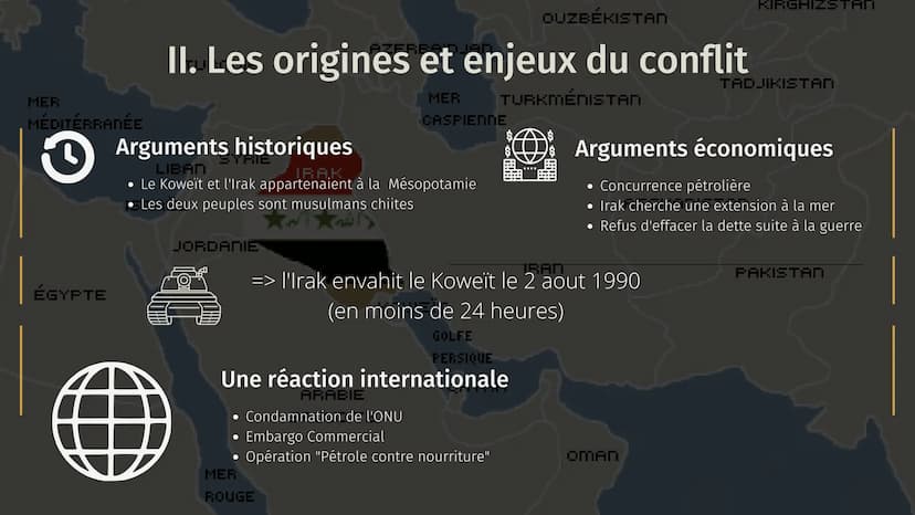 MER
MÉDITERRANÉE
TURQUIE
LIBAN
ISRAËL
SYRIE
IRAK
1990 - 1991
MER
ROUGE
AZERBAIDJAN
LA GUERRE DU GOLFE
ÉGYPTE
ARABIE
SAOUDITE
MER
CASPIENNE
K